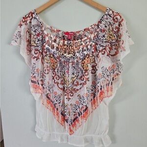 Bongo White Sleeveless Smocked Blouse